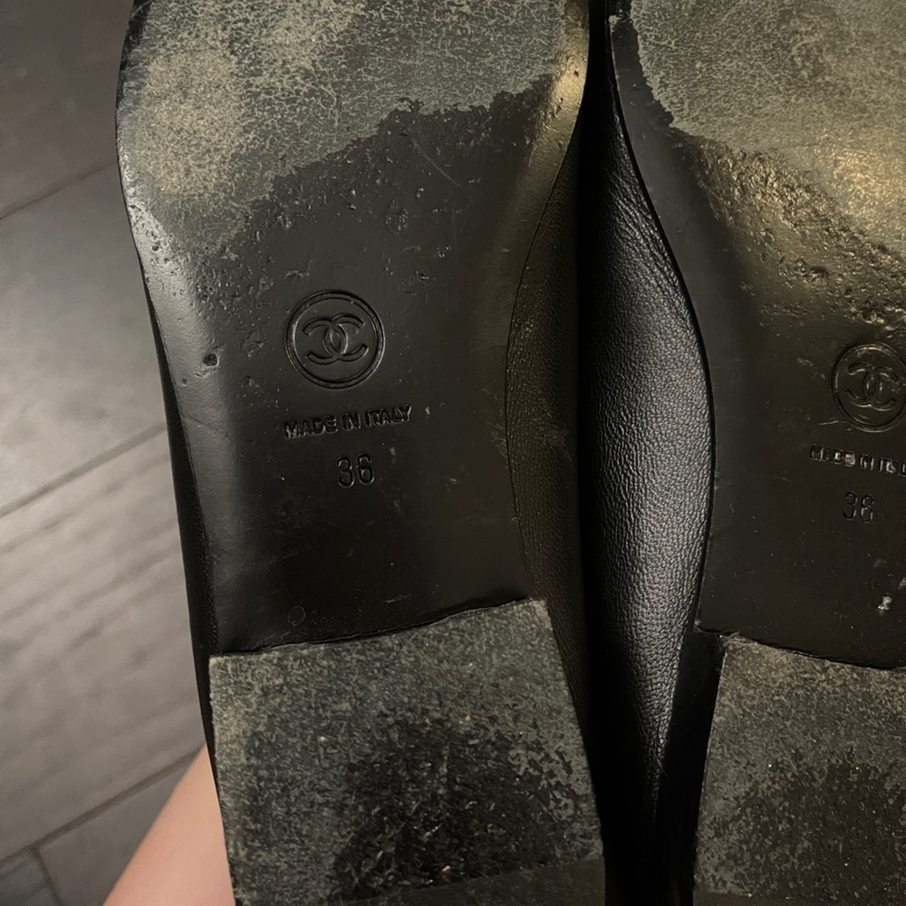 Authentic Chanel black leather ballet flat shoe women size 36 - Picture 7 of 10